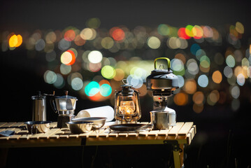 夜景とランタン
