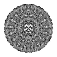 Abstract symbol of the sun. Circular pattern of intertwining lines. Mandala, symmetrical sign. Vector illustration, ethnic ornament.