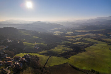 Aerial view of interior on Marche region in Italy
