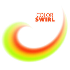 Red, yellow and green blurred color swirl isolated on white background