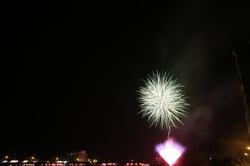 温泉街の花火大会
