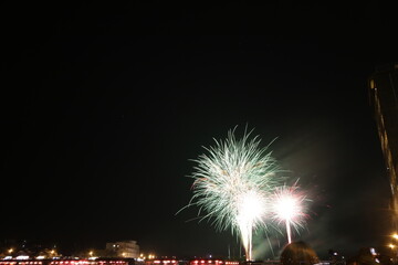 温泉街の花火大会