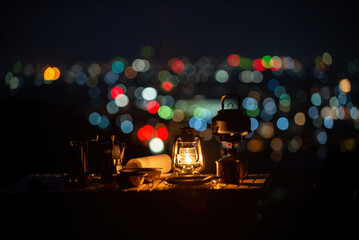 夜景とランタン