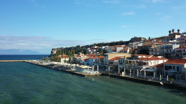 The fishing village of Koroni in Europe, Greece, Peloponnese, Mani in summer on a sunny day.