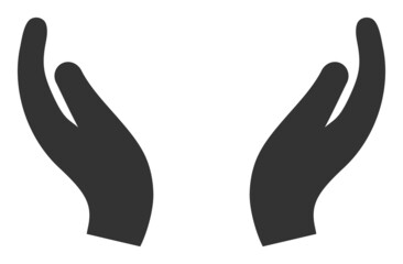 Care palms vector illustration. Flat illustration iconic design of care palms, isolated on a white background.
