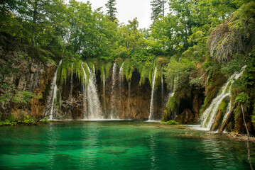 Fototapeta na wymiar View of Plitvice lakes in Croatia 