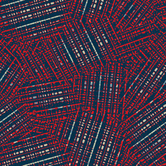 Classic marine blue red yellow seamless texture. Modern retro swim wear fashion allover print. Memphis style masculine grunge abstract background. High quality jpg swatch.