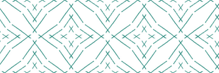 Textured stripes seamless border. Turquoise