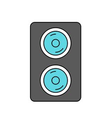 Audio streaming service equipment icon. Speaker for loud listening to music or podcasts. Equipment for radio studio and sound reproduction. Cartoon flat vector illustration isolated white background