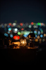 夜景とランタン