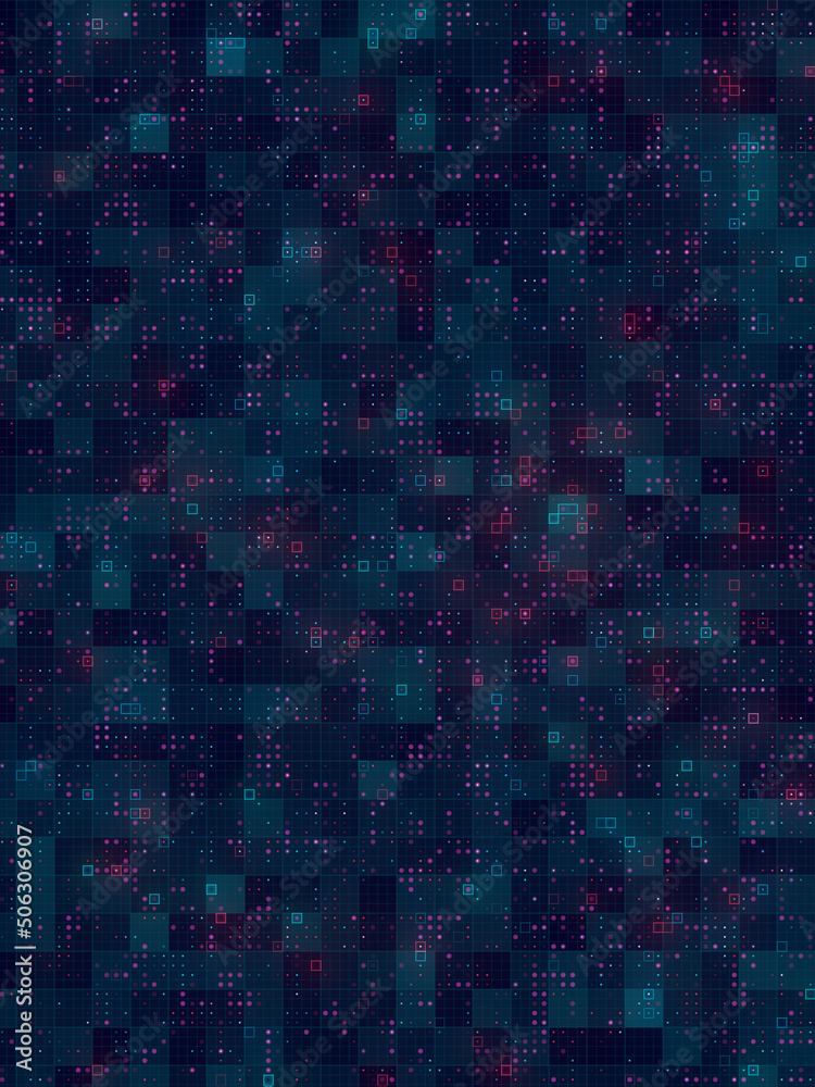 Aufkleber Futuristic mosaic with halftone dot pattern. Abstract geometric background. 3d rendering digital illustration