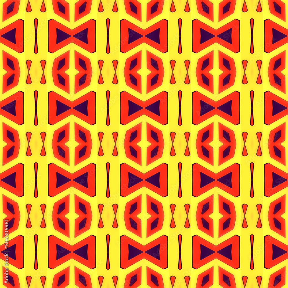 Poster Kaleidoscopic seamless pattern of simple multicolored geometric shapes. 3d rendering digital illustration
