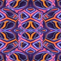 3d rendering digital illustration of abstract geometric shape with neon colored gradient. Geometric background