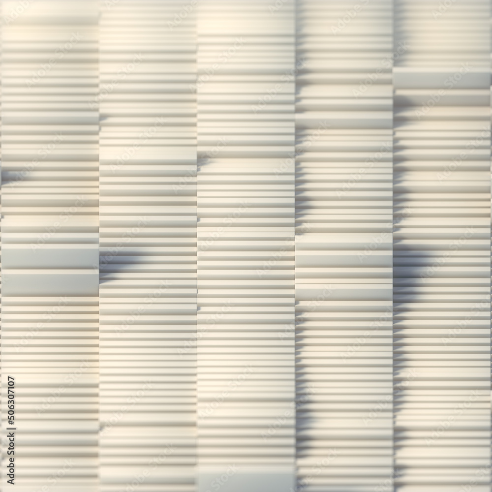 Poster Rectangular slide-out white folders. Abstract 3d rendering background. Digital illustration