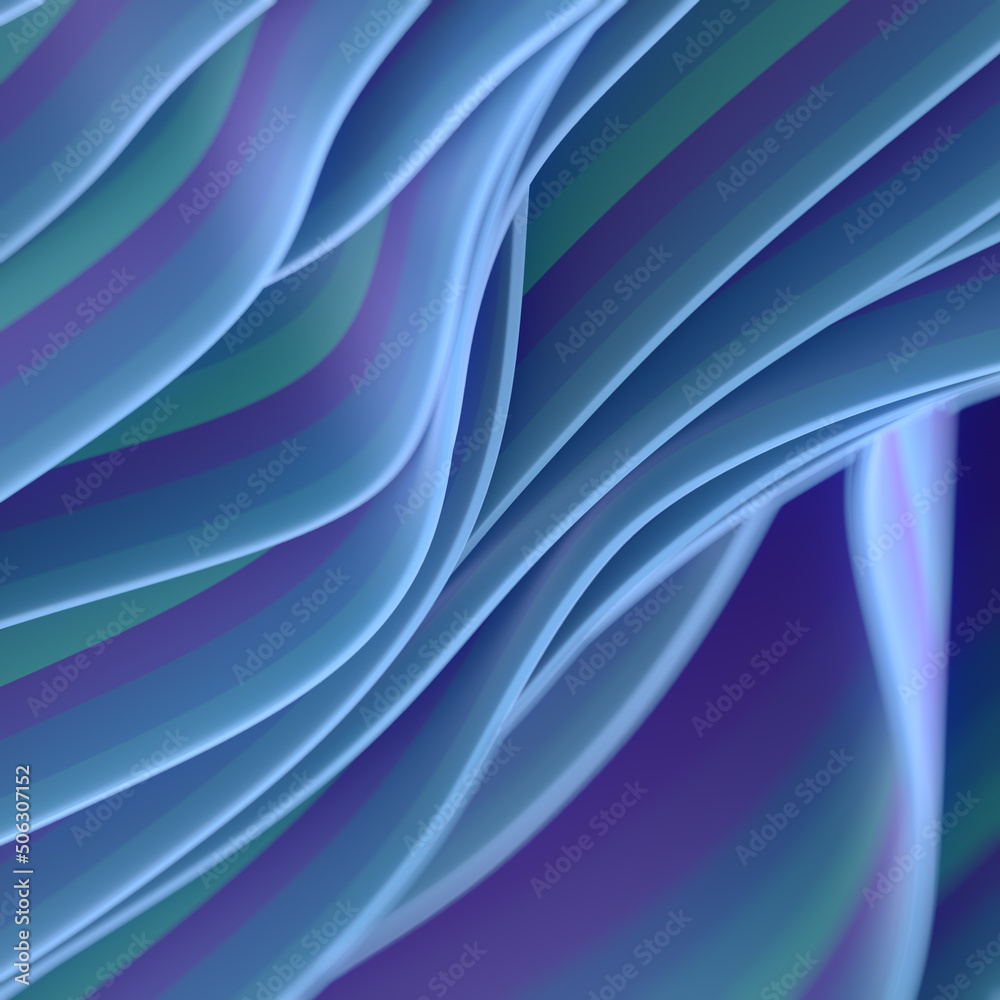 Aufkleber wavy striped background with trendy neon colored gradient. magic concept. 3d rendering digital illus