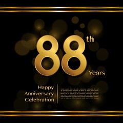 88 years anniversary celebration logotype with gold color and ribbon for booklet, leaflet, magazine, brochure poster, banner, web, invitation or greeting card. Vector illustrations.
