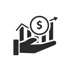 Economy icon in glyph style isolated on white background