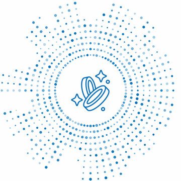 recommend clip art: Blue line Pirate coin icon isolated on white background. Abstract circle random dots. Vector