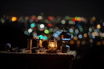 夜景とランタン