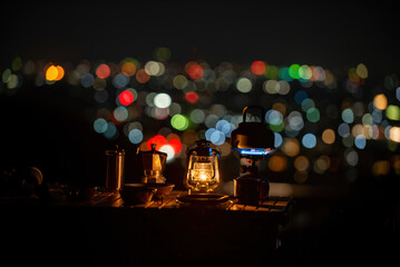 夜景とランタン
