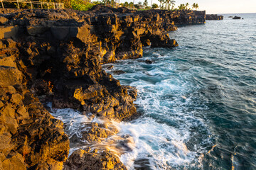 Sea Arches Along The Rugged Volcanic Shoreline, Keauhou, Hawaii Island, Hawaii, USA