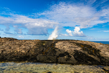 Fototapeta na wymiar Blow Hole on Keahole Point, Hawaii Island, Hawaii, USA