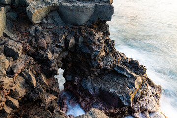 Sea Arches Along The Rugged Volcanic Shoreline, Keauhou, Hawaii Island, Hawaii, USA