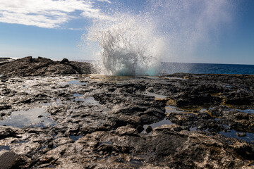Fototapeta na wymiar Blow Hole on Keahole Point, Hawaii Island, Hawaii, USA