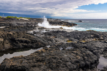 Fototapeta premium The Rugged Volcanic Coastline at Keahole Point, Hawaii Island, Hawaii, USA
