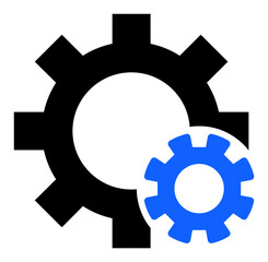 Gear settings vector illustration. Flat illustration iconic design of gear settings, isolated on a white background.