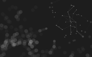 Fototapeta premium Abstract background. Molecules technology with polygonal shapes, connecting dots and lines. Connection structure. Big data visualization.
