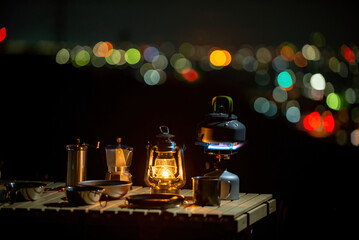 夜景とランタン