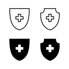 Fototapeta premium Health insurance icons vector. Insurance health document sign and symbol