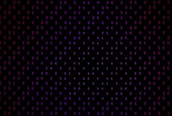Dark purple vector cover with EUR, USD, GBP, JPY.