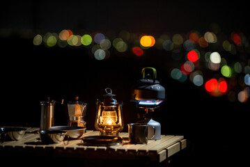 夜景とランタン