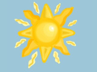 Ilustracion del sol brillante en fondo azul