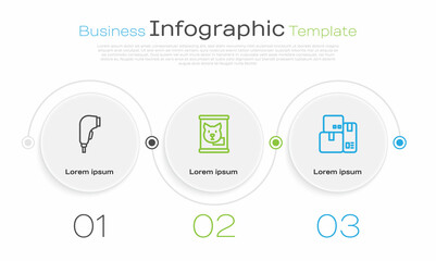 Set line Scanner scanning bar code, Canned food and Cash register machine. Business infographic template. Vector
