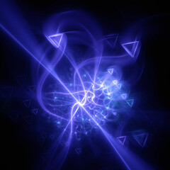 Abstract background, smooth blue lines on a black background