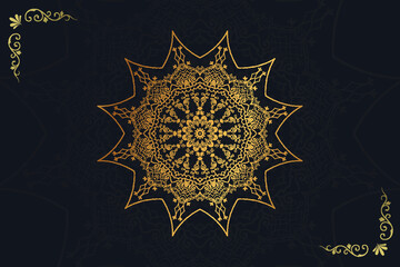 luxury ornamental mandala design background in gold color