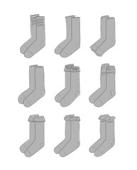 グレーの靴下のイラストセット