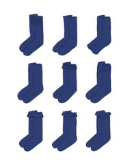 ネイビーの靴下のイラストセット