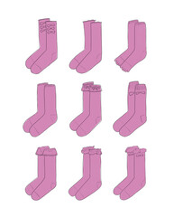 ピンクの靴下のイラストセット