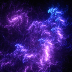 Abstract background, smooth blue lines on a black background