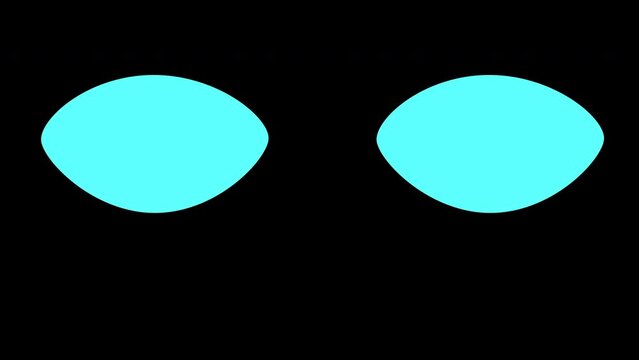 Animation of a simple blink of blue ovals on a black background. Footage for placing the frame in the eyes. stock 4k animation with the concept of observing the viewer's gaze.