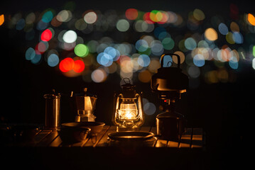 夜景とランタン