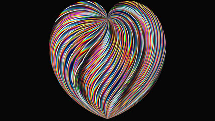 An abstract figure of the heart on a black insulated background.