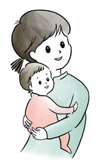 赤ちゃんを抱っこするママ
