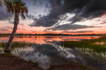 Colorful Sunset over Lake Zobel, George LeStrange Preserve, Fort Pierce, Florida