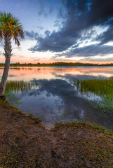 Colorful Sunset over Lake Zobel, George LeStrange Preserve, Fort Pierce, Florida
