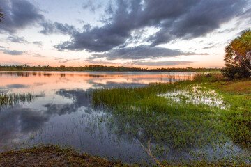 Colorful Sunset over Lake Zobel, George LeStrange Preserve, Fort Pierce, Florida